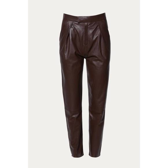 NEW ZEYNEP ARCAY pleated leather pants in plum - Picture 2 of 6